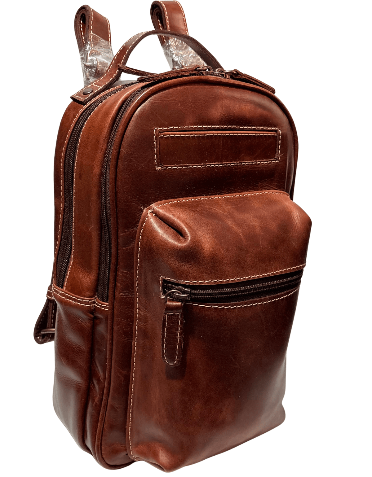 Mochila Pequeña De Piel Legitima Genuina Para Dama Con Bolsillos Frontales Bp03 — imagen 5