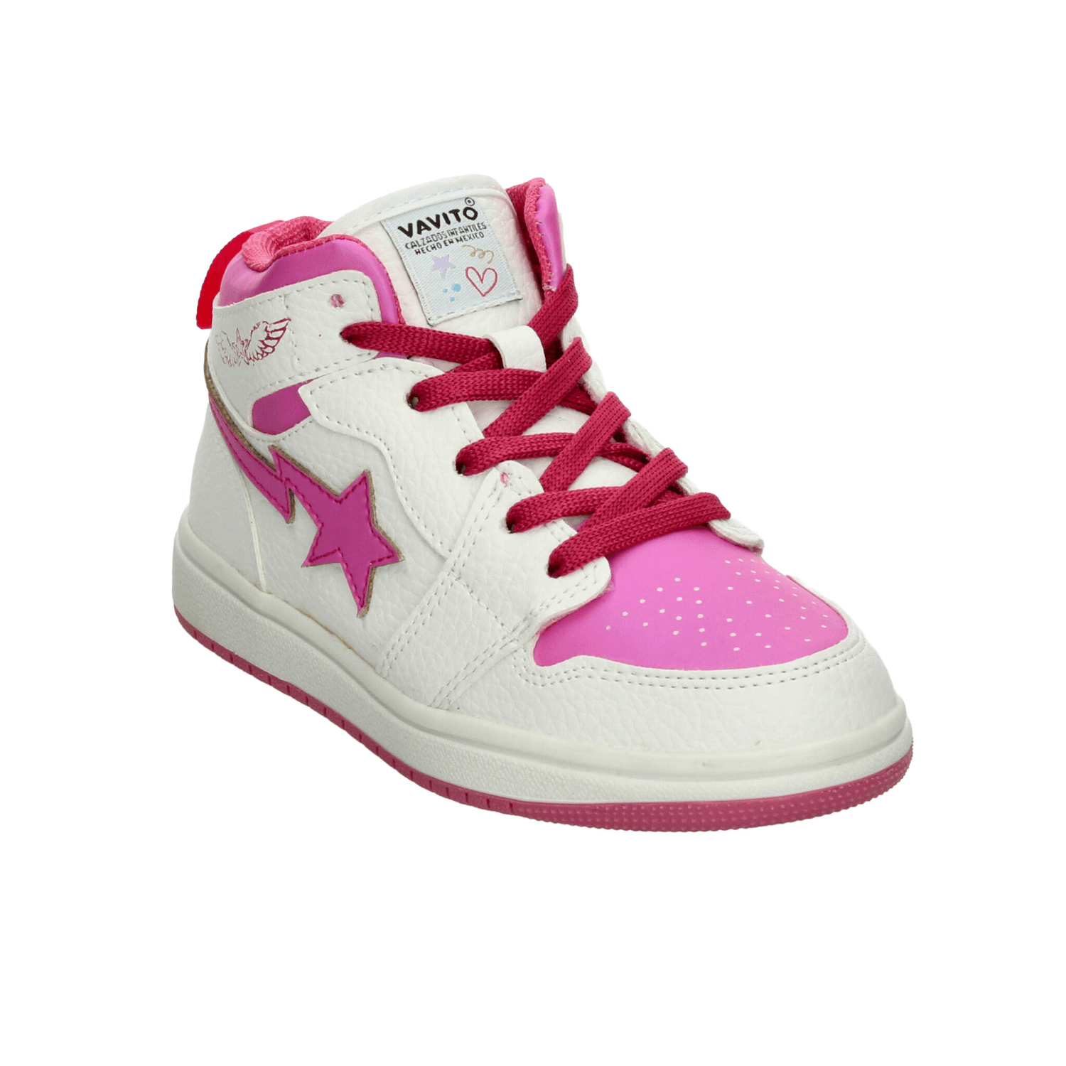Tenis Vavito Niña Casual Diario Urbano Cintas Ajustables Cómodo Blanco Rosa Infantil T18-22 — imagen 4