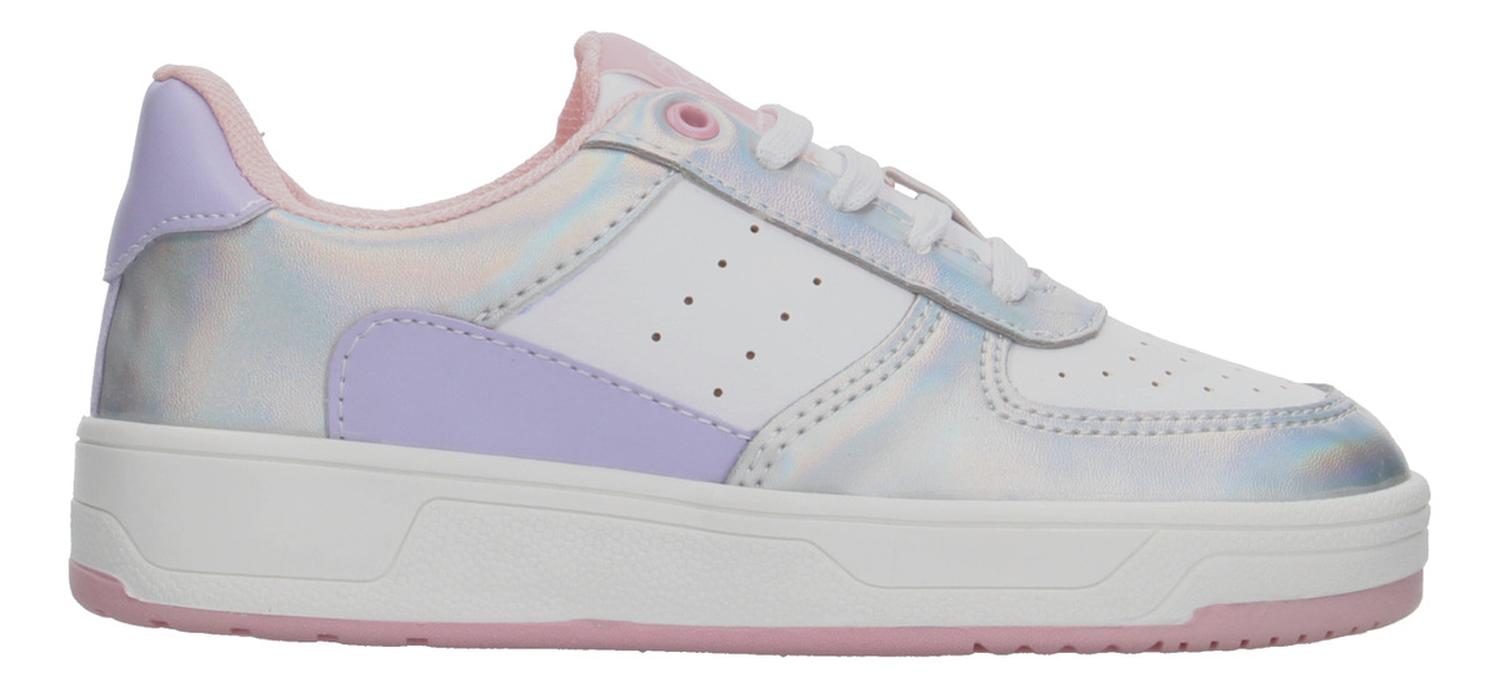 Tenis Tropicana Niña Casual Cintas Ajustables Cómodo Deportivo Plateado Blanco Infantil T18-26 — imagen 1