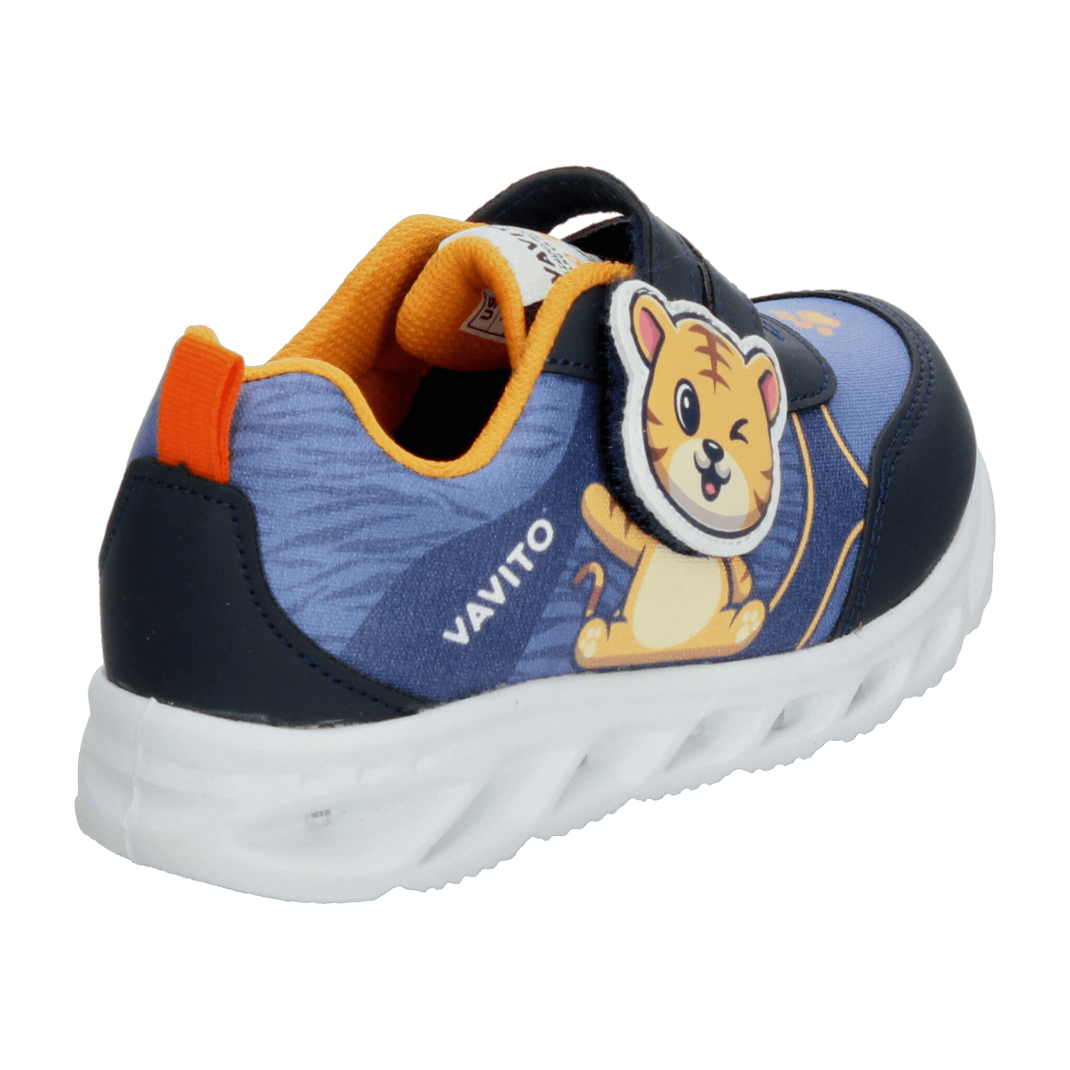 Tenis Vavito Tigre Niño Luz Led Casual Deportivo Cinta Adhesiva Cómodo Azul Infantil T12-15 — imagen 3