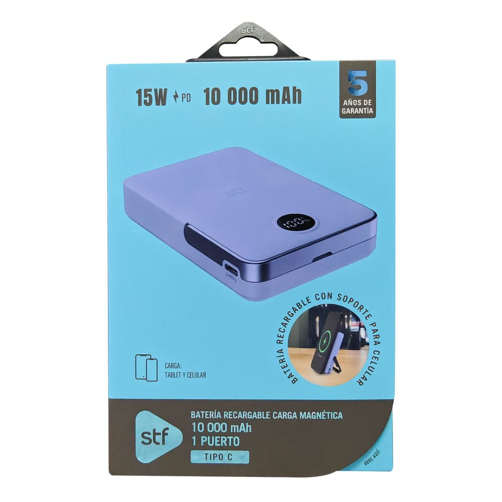 Batería Power Bank Portátil STF 10 000 mAh 20W Carga Magnética Lila — image 6