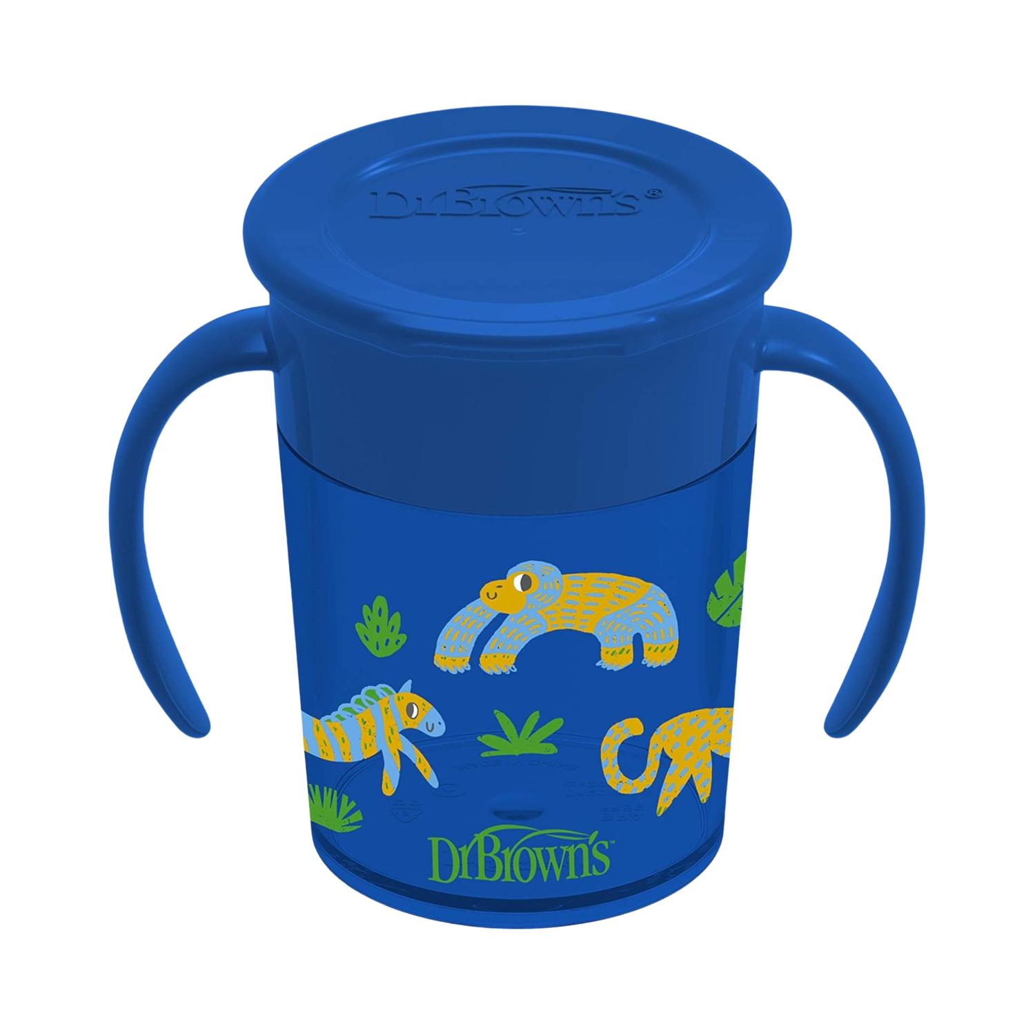 Vaso/termo Entrenador Bebé Con Asas Dr Brown's Cheers 360°, 7oz. 200ml Color Azul Animales — imagen 2
