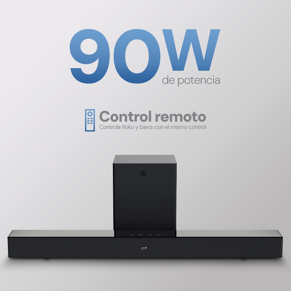 Barra de Sonido Home Audio Roku 2.1 STF Subwoofer Inalambrico 90W HDMI / OPTICO / 3.5mm AUX — imagen 7