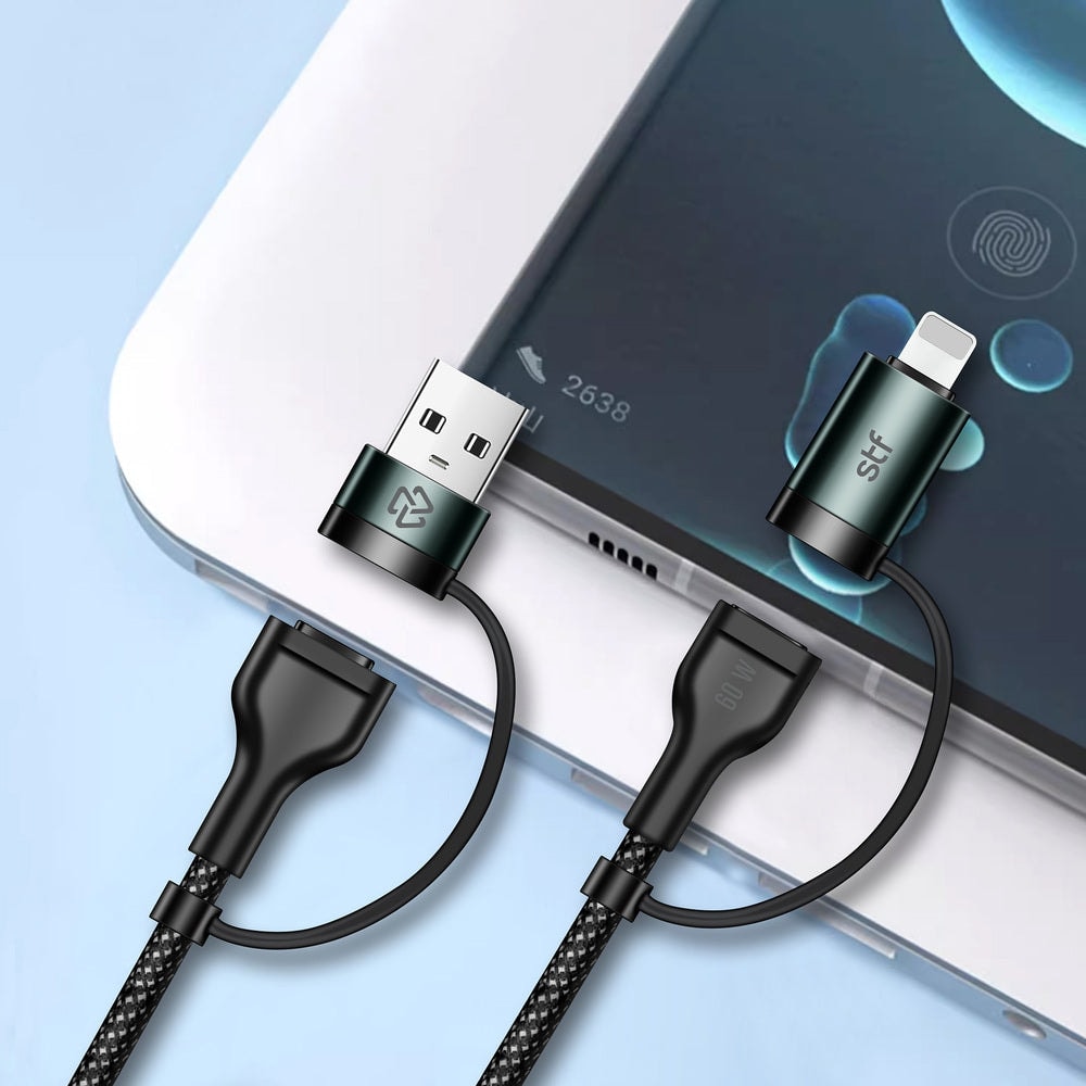 Cable 4 en 1 Tipo C/USB a Tipo C/Lightning 60W Carga Rápida 1.8m — imagen 9