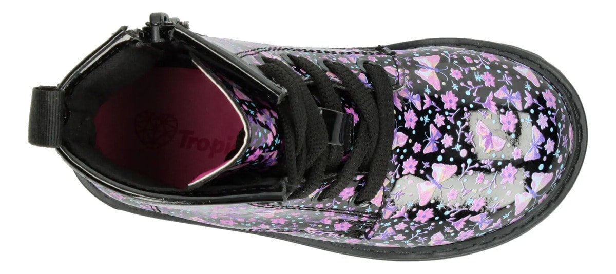 Botín Tropicana Niña Con Flores Rosas Casual Negro Infantil T15-18 — imagen 17