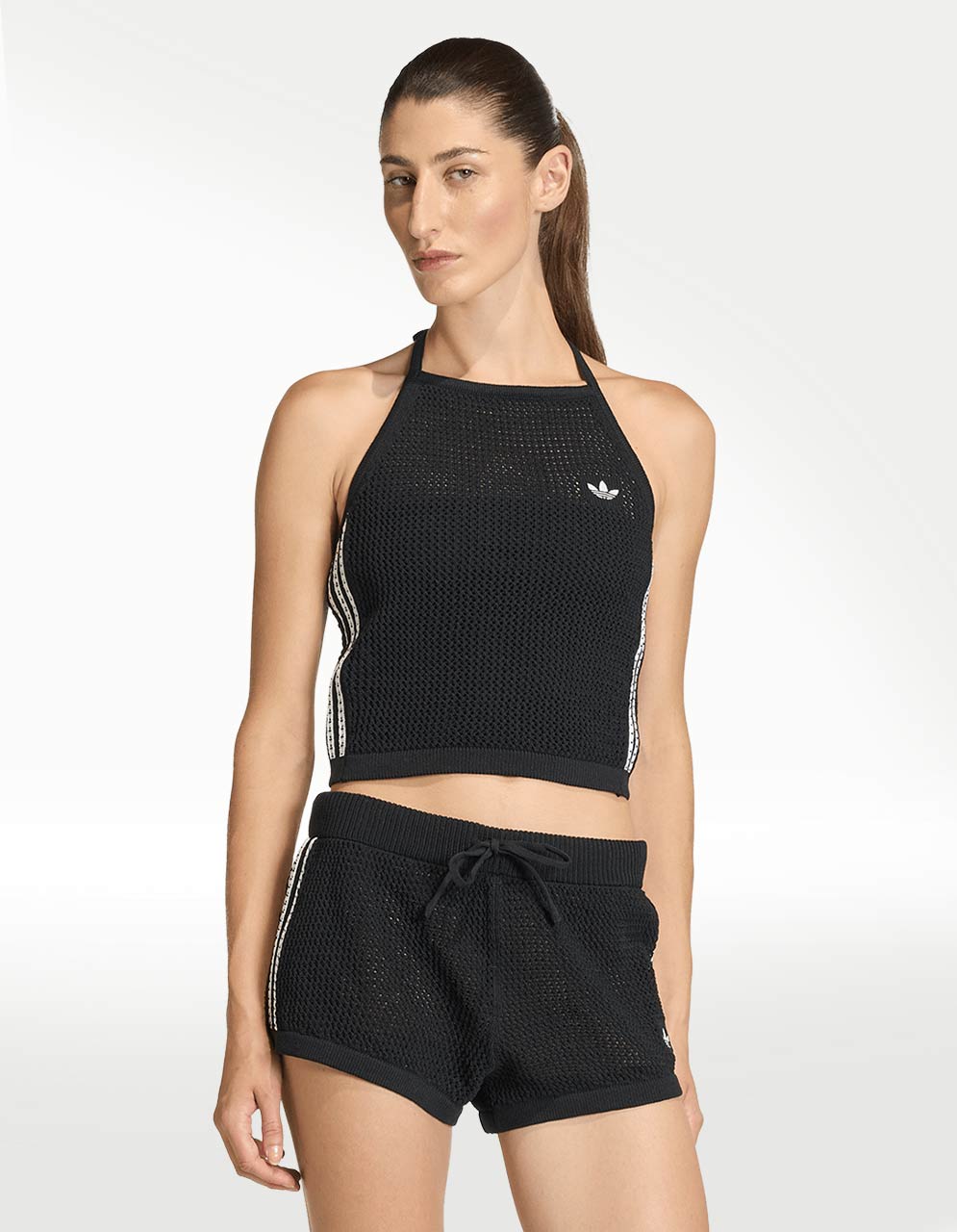 Crop Top Adidas Crochet Negro - Mujer — imagen 2