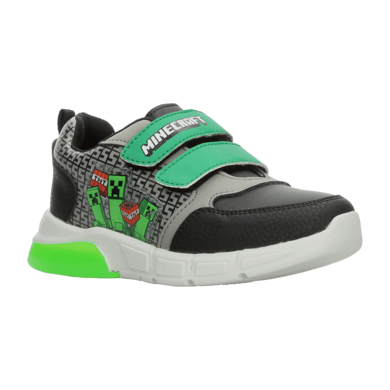 Tenis Minecraft Niño Led Cinta Adhesiva Casual Negro Infantil T15-18 — imagen 2