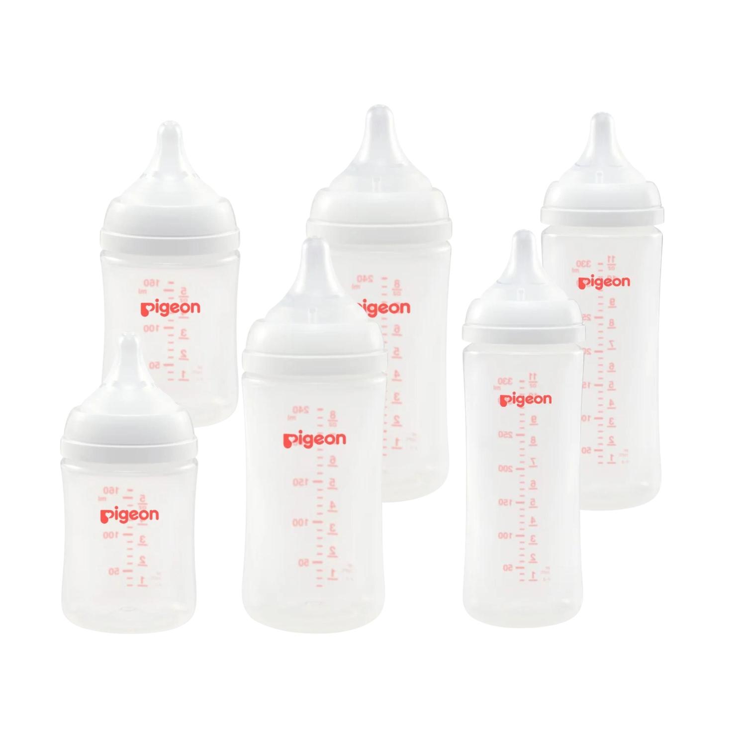 Pack 6 Biberones Pigeon Softouch 2x160ml / 2x240ml / 2x330ml — imagen 1