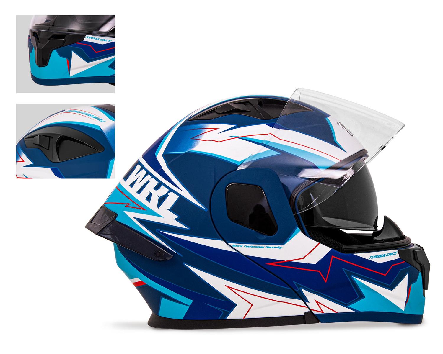 Casco WKL Motocicleta Dot Abatible CH-103 TURBO-AZUL — imagen 3