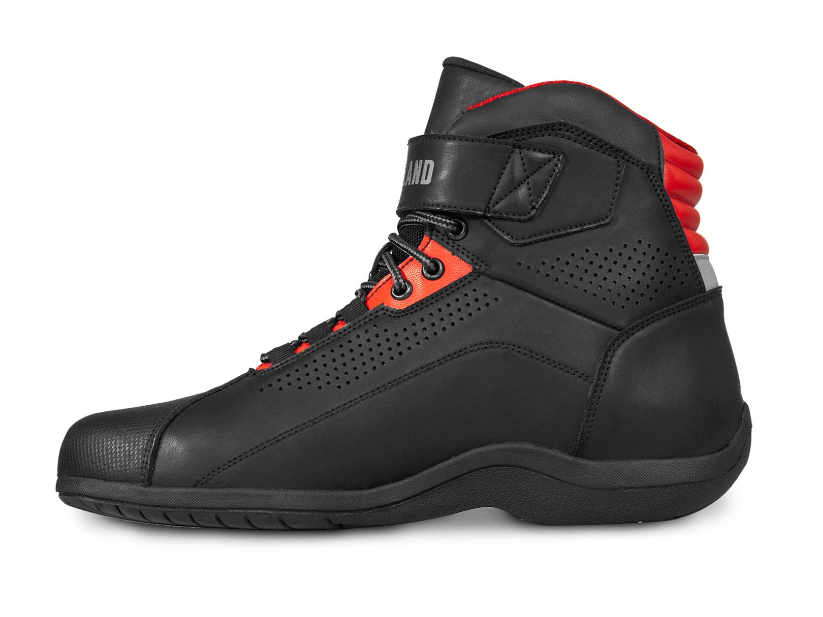 Bota mujer motociclista biker botin moto WKL 80017 Negro Roj — imagen 12