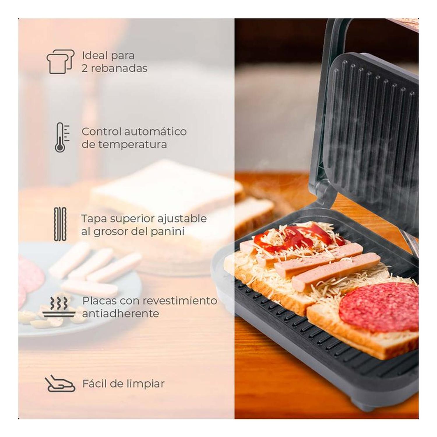 PARRILLA DE PANINI DAEWOO DHG-2675 DE 2 REBANADAS — imagen 4