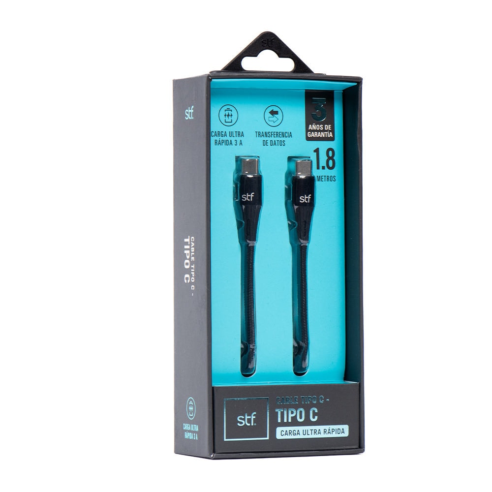 Cable Tipo C a Tipo C 1.8m Carga Ultra Rápida 3A Transferencia Datos — imagen 4