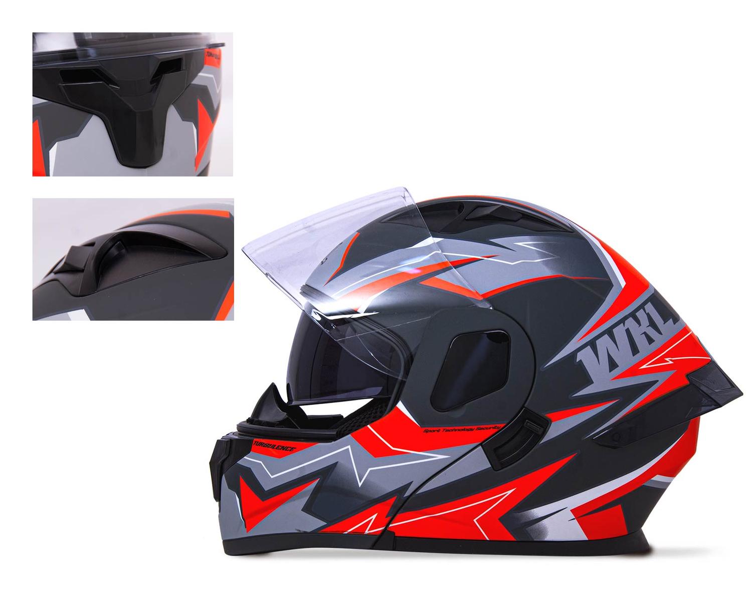 Casco WKL Motocicleta Dot Abatible CH-103 TURBO-ROJO — imagen 3