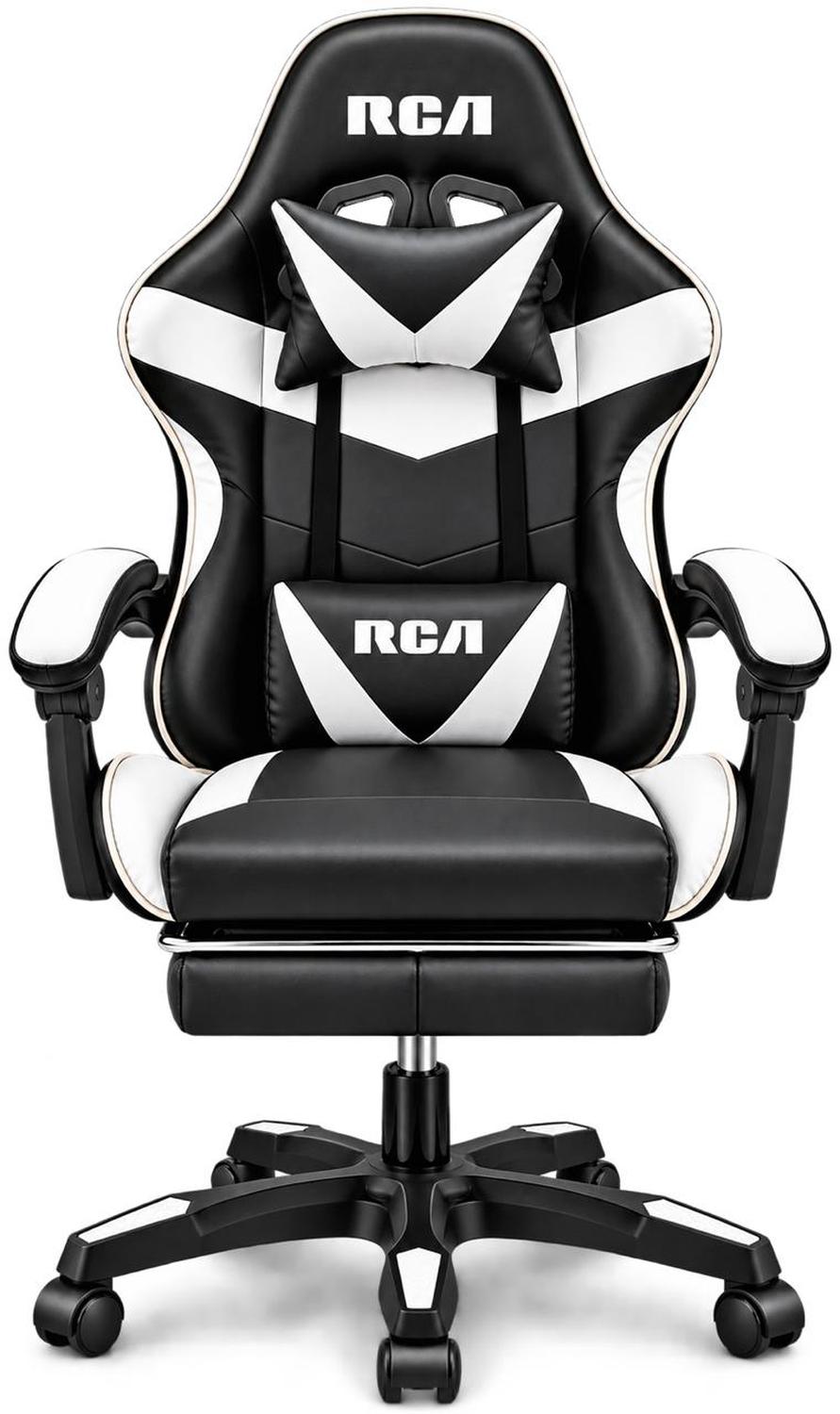 Silla Gamer Reclinable con Masajeador y Descansapiés RCA Negro/Blanco — imagen 3