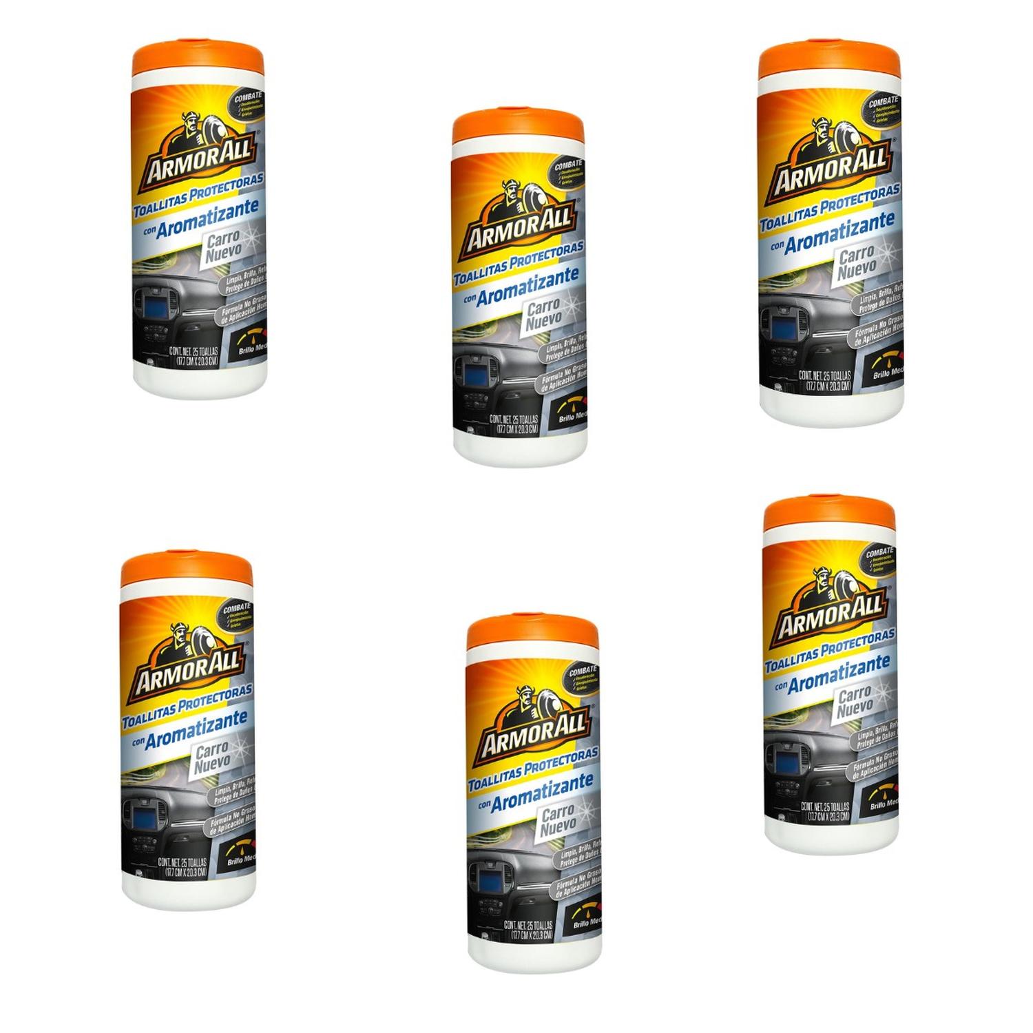 6 Toallitas Limpiar Armor All Protector Auto Aroma Carro Nuevo — imagen 1