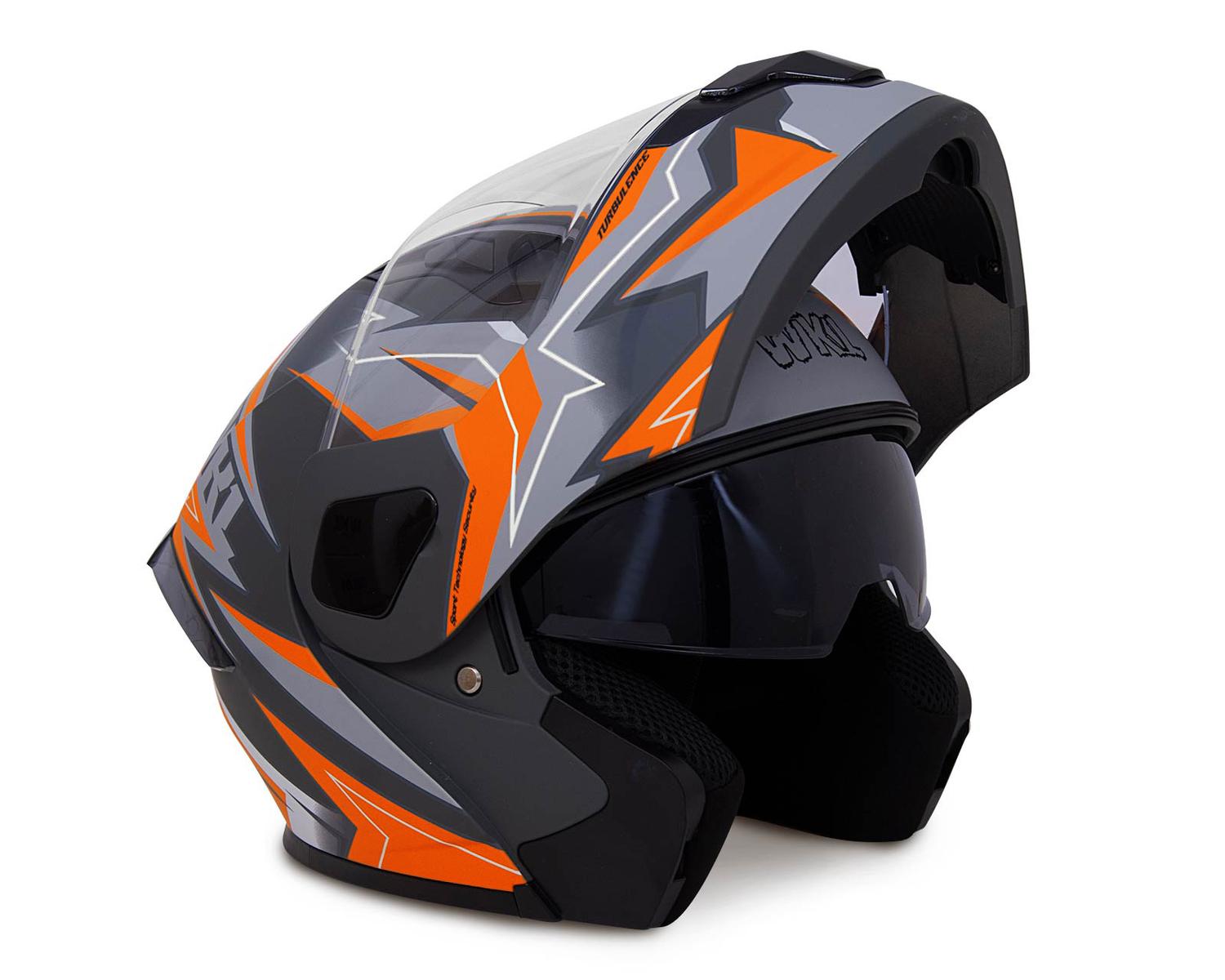 Casco WKL Motocicleta Dot Abatible CH-103 TURBO-NARANJA — imagen 4