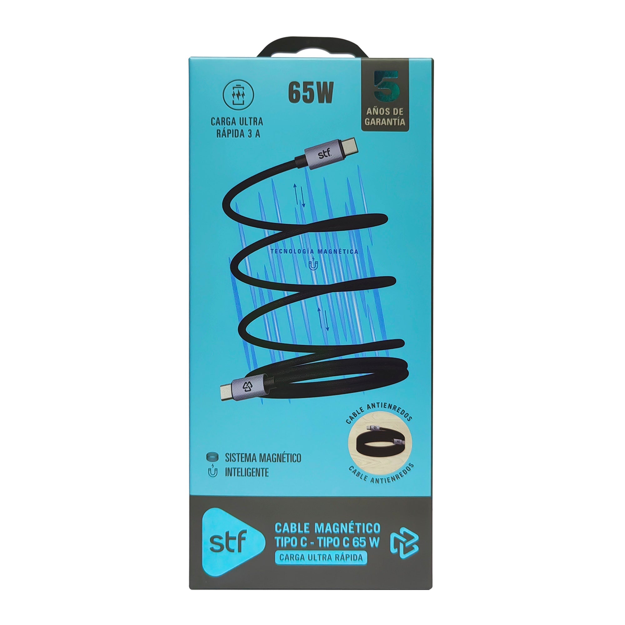 Cable Magnético STF Tipo C a Tipo C: Carga Rápida, 65W, Transferencia de datos, Negro — imagen 9