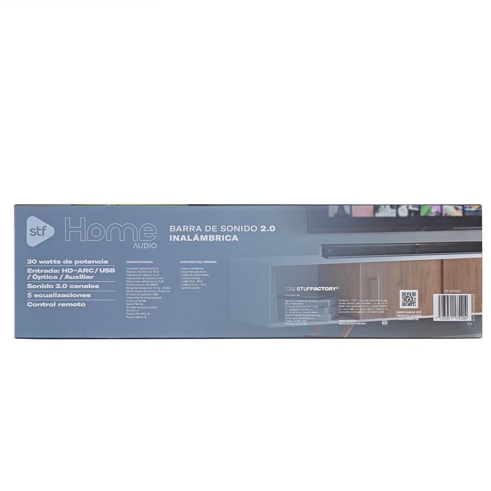 Barra de Sonido Home Audio 2.0 STF 30W HDMI / OPTICO / 3.5mm AUX / USB — imagen 13