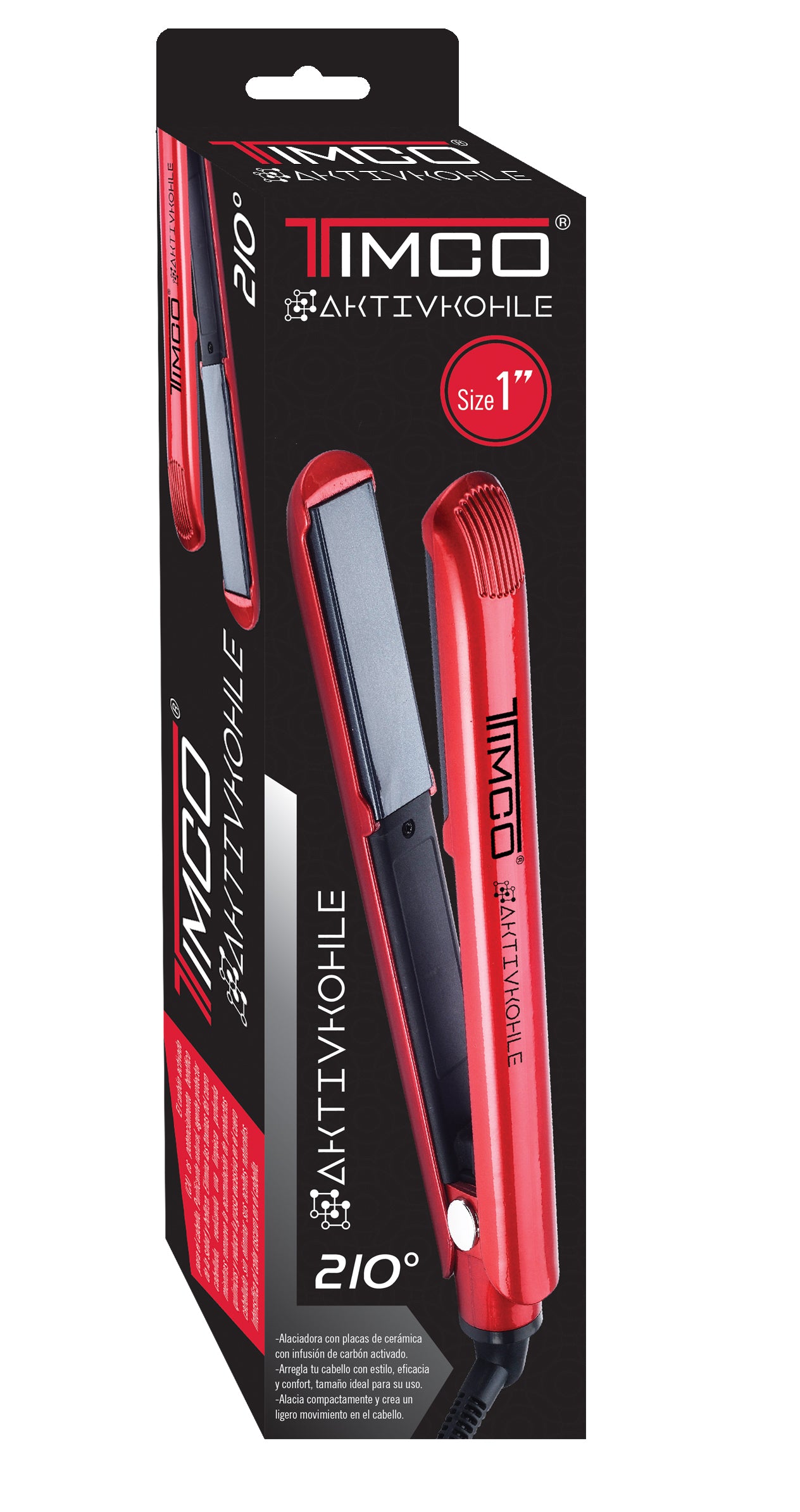 Plancha Alaciadora de Cabello Cerámica Carbon Activado Timco PK-R — imagen 5