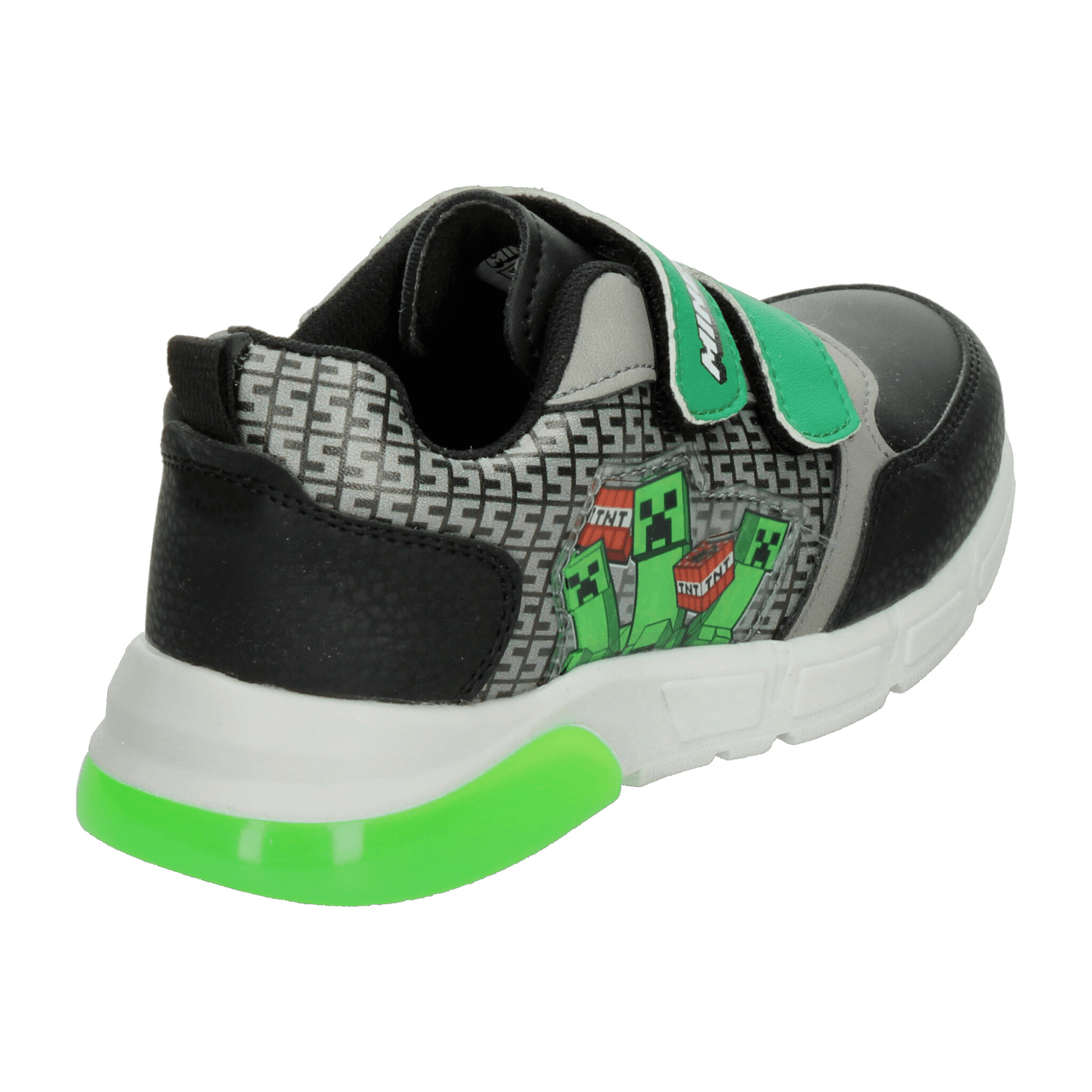 Tenis Minecraft Niño Led Cinta Adhesiva Casual Negro Infantil T15-18 — imagen 3