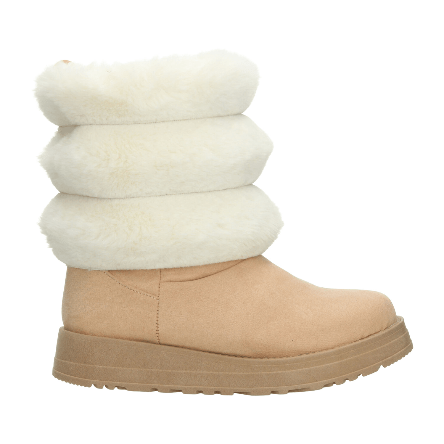 Bota Dama Rojo Cereza Beige Invierno Casual Peluche Mujer — imagen 2