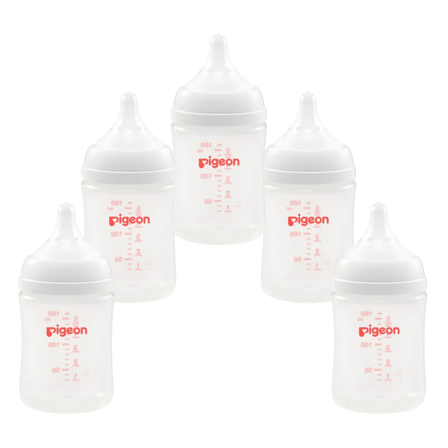 Pack 5 Biberones Pigeon Softouch 160ml/5oz Anticolicos 0m+ — imagen 2