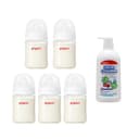 5 biberones pigeon softouch 160ml y limpiador liquido 700ml