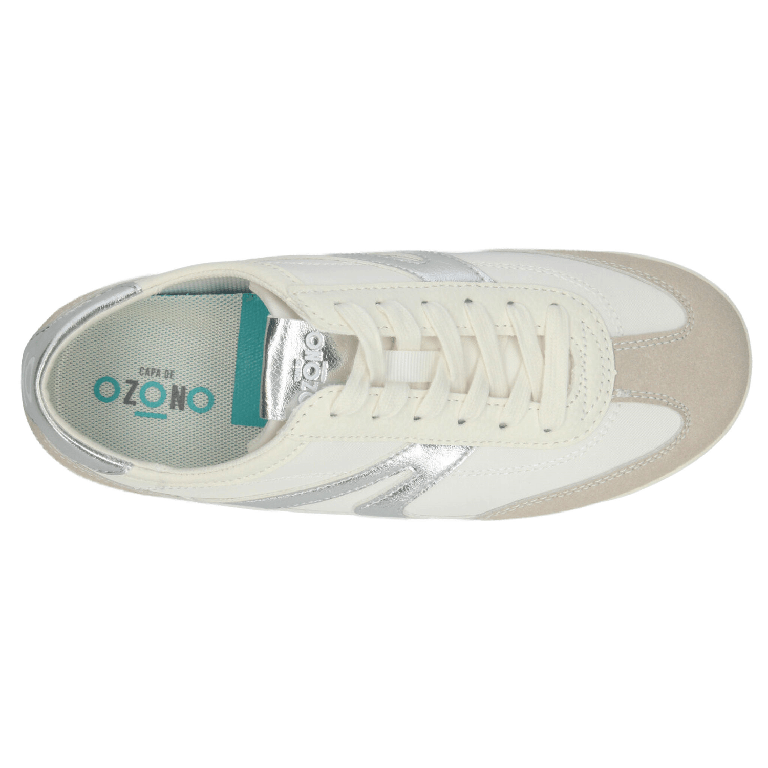 Tenis Ozono Dama Beige Plateado Casual Para Mujer — imagen 9