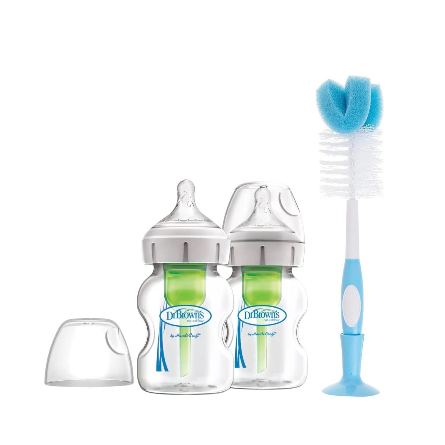 Pack 2 Biberones Dr Browns Boca Ancha 5oz Vidrio y Cepillo — imagen 1