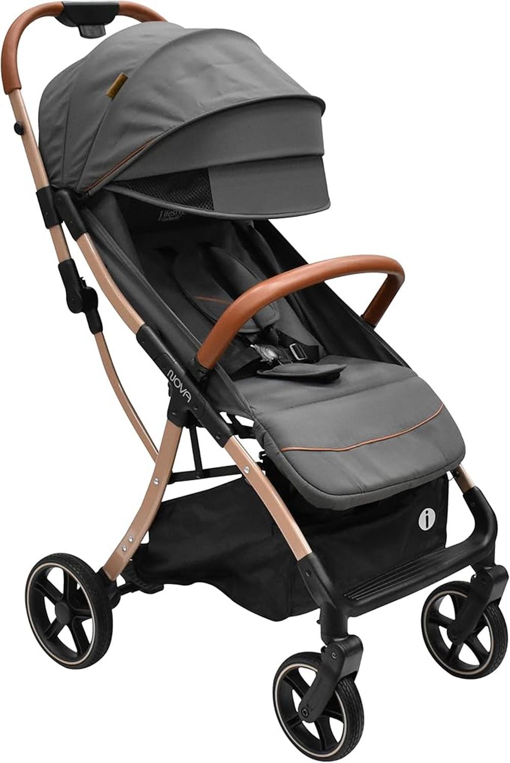 Lifestyle By Infanti Carriola Compacta Nova Con Plegado Automático Color Gris Chasis Dorado — imagen 1