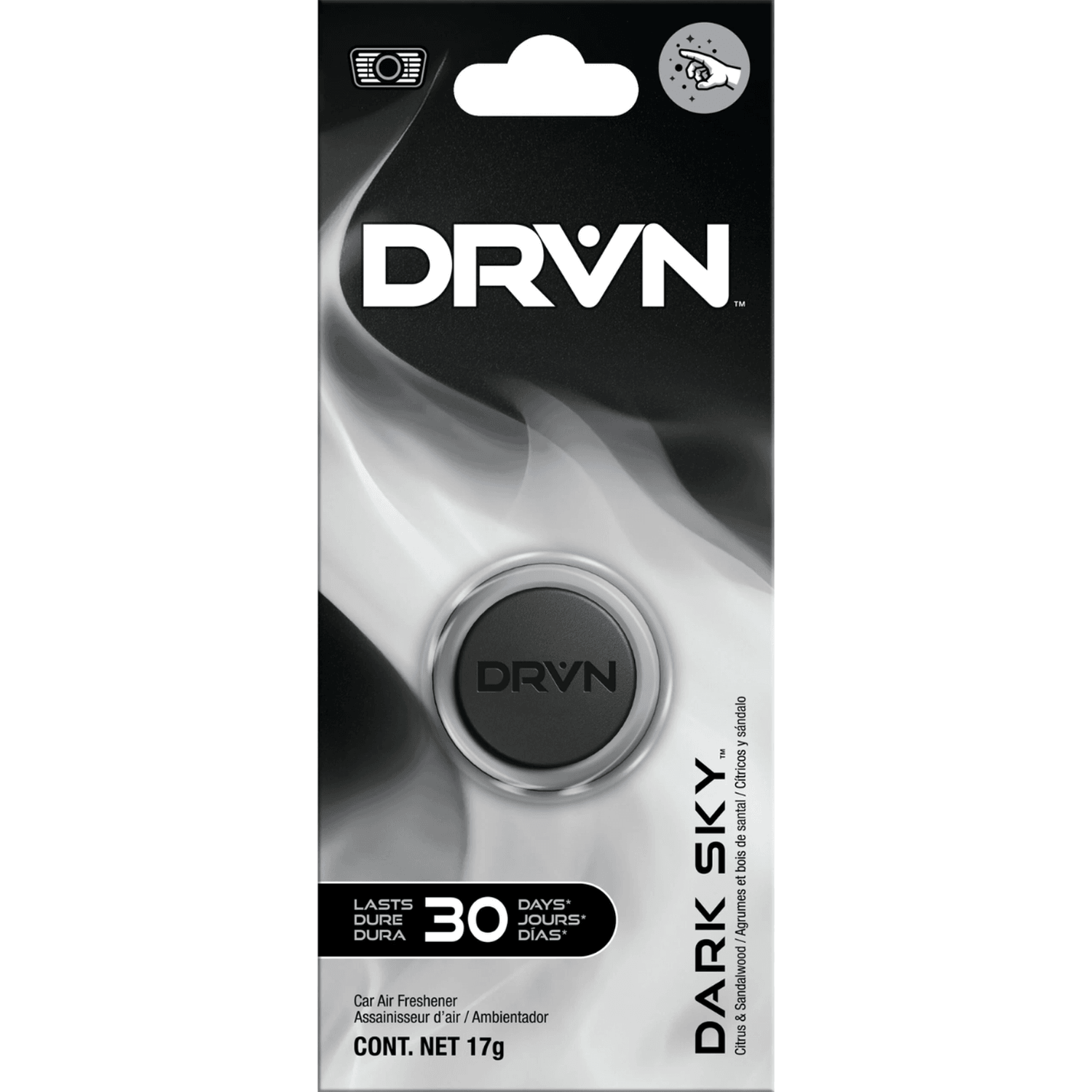 Aromatizante Coche Casa DRVN clip rejilla ventilación Dark Sky — imagen 1