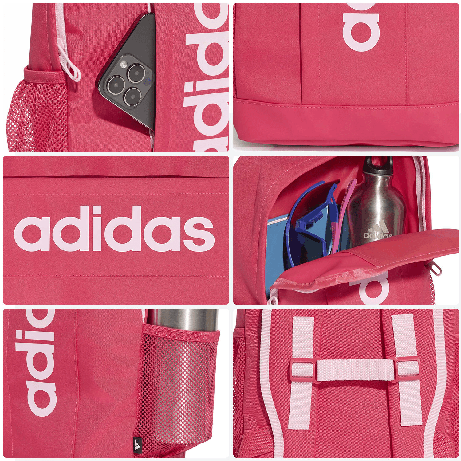 Mochila Adidas Lineal Niña Escolar Ligera Original Rosa Infantil 10L — imagen 4