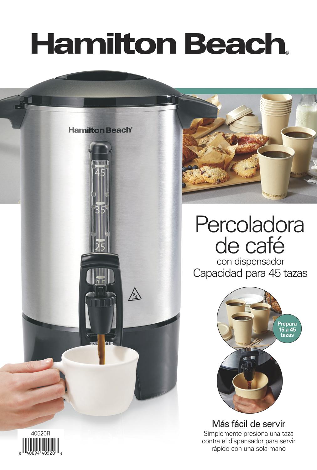Cafetera Percoladora Hamilton Beach 40520R 45Tz Inox — imagen 5