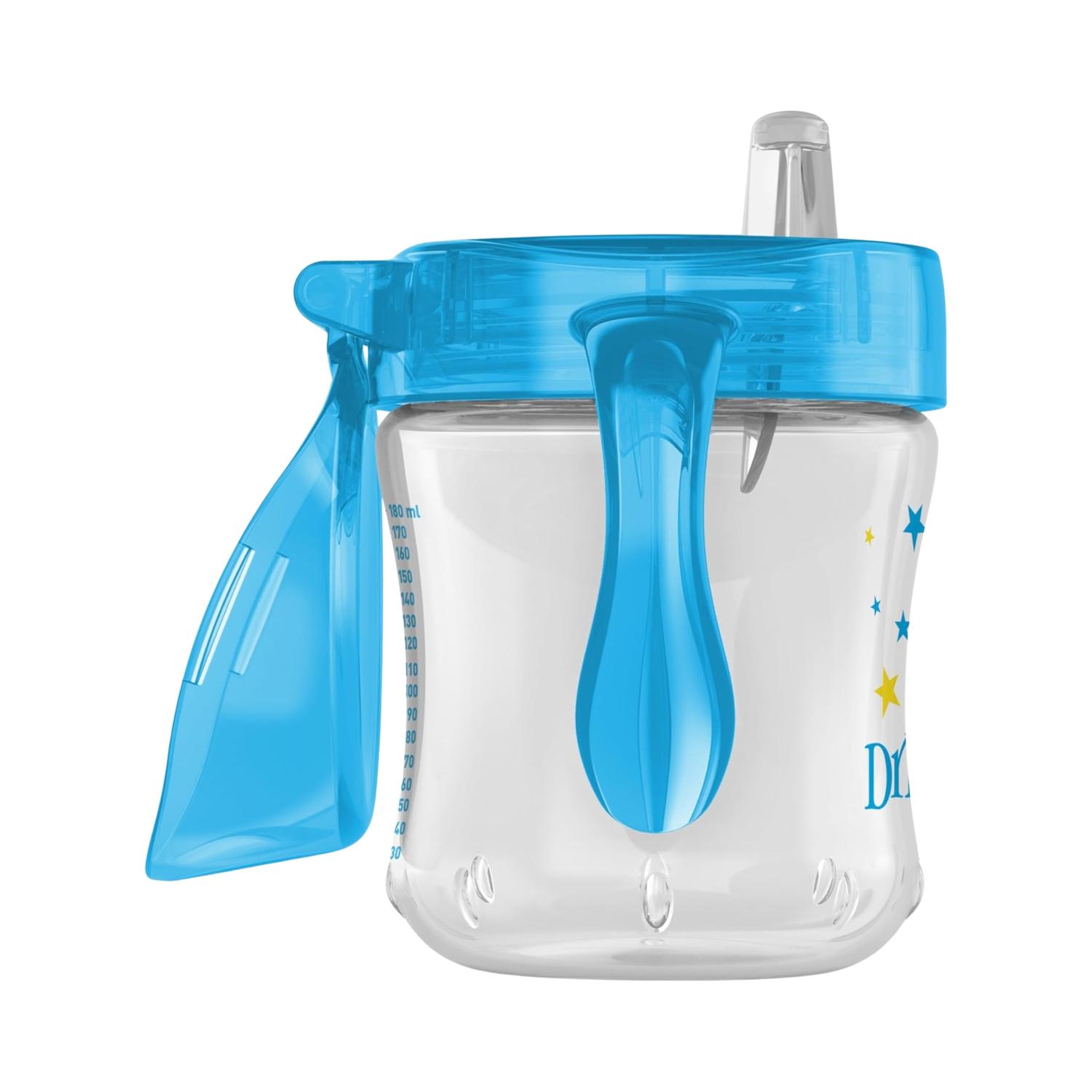 Vaso Para Niños Con Boquilla Flexible Dr. Brown's 6oz Color Azul Con Transparente Estrellas — imagen 2