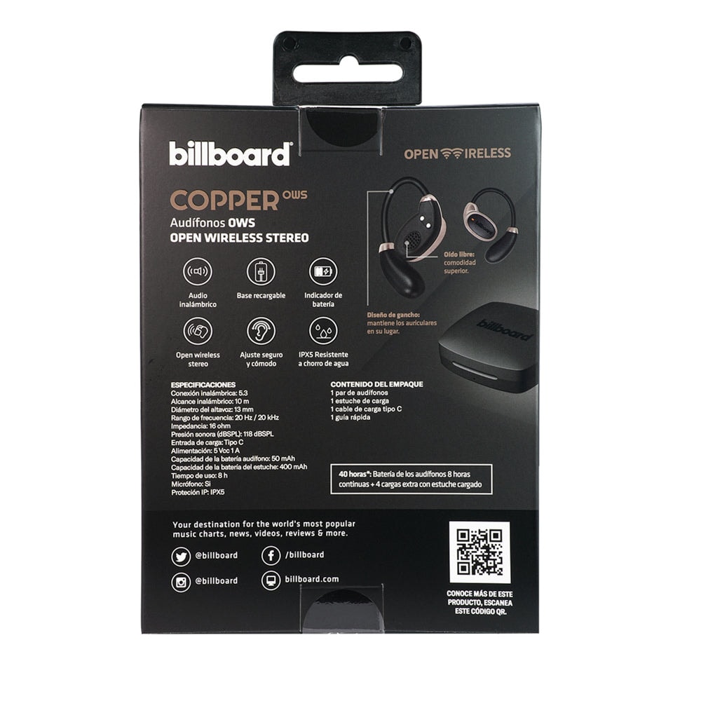 Audífonos Inalámbricos OWS Billboard Copper: 8hrs uso, protección IPX5 — imagen 9