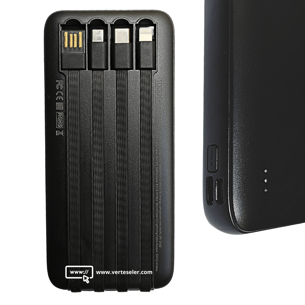 Power bank 10000Mha G-tide p1 con cables de carga multiples.Negro — imagen 2