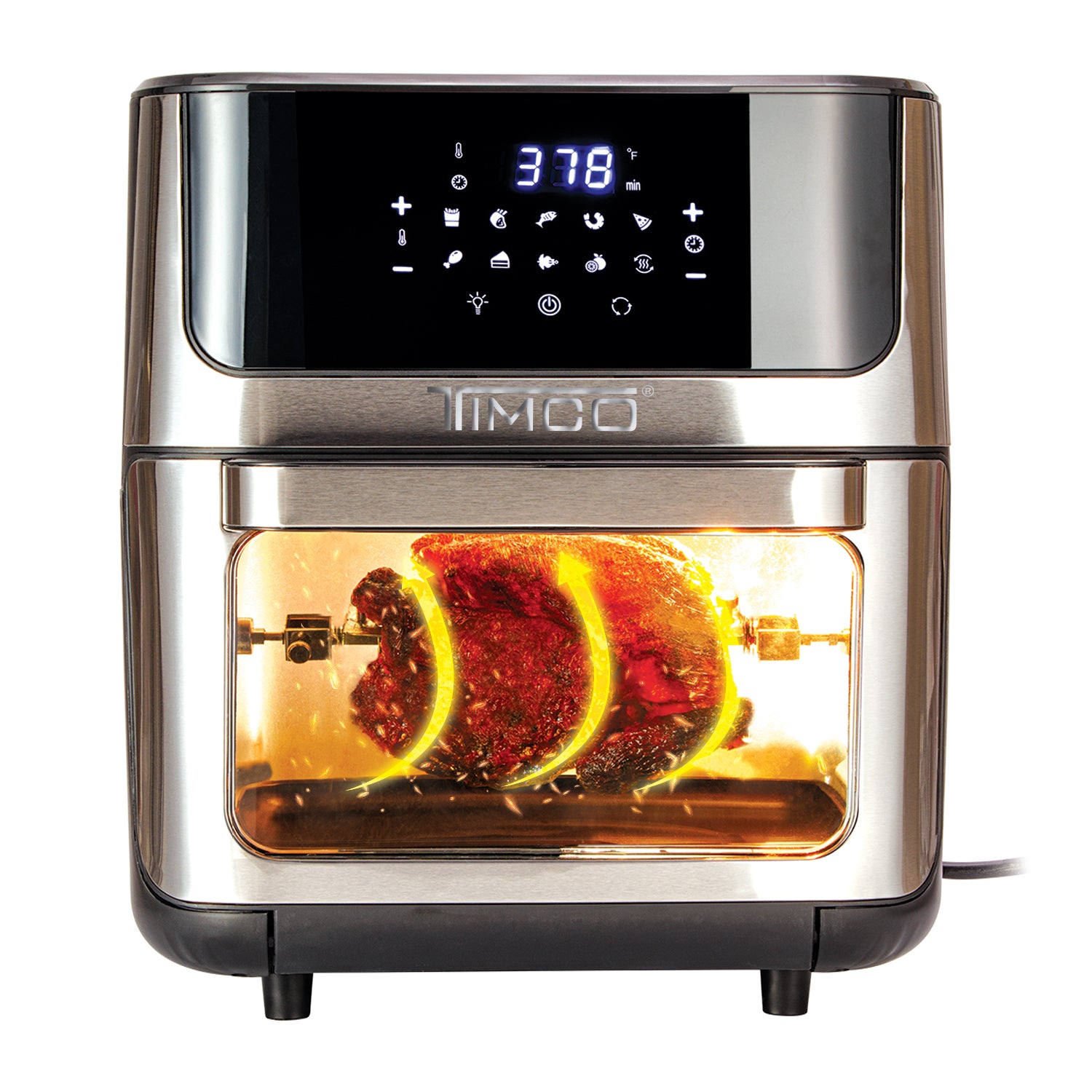 Freidora de Aire Eléctrica con Rotación 12 L Horno Conveccion Multifuncional 10 preajustes Temporizador digital Pantalla táctil Timco AF009 — imagen 2