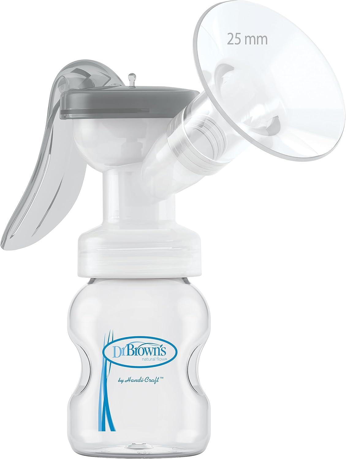 Extractor De Leche Materna Manual Dr Brown De Silicona Con Escudo Bf102 Con Biberón — imagen 5