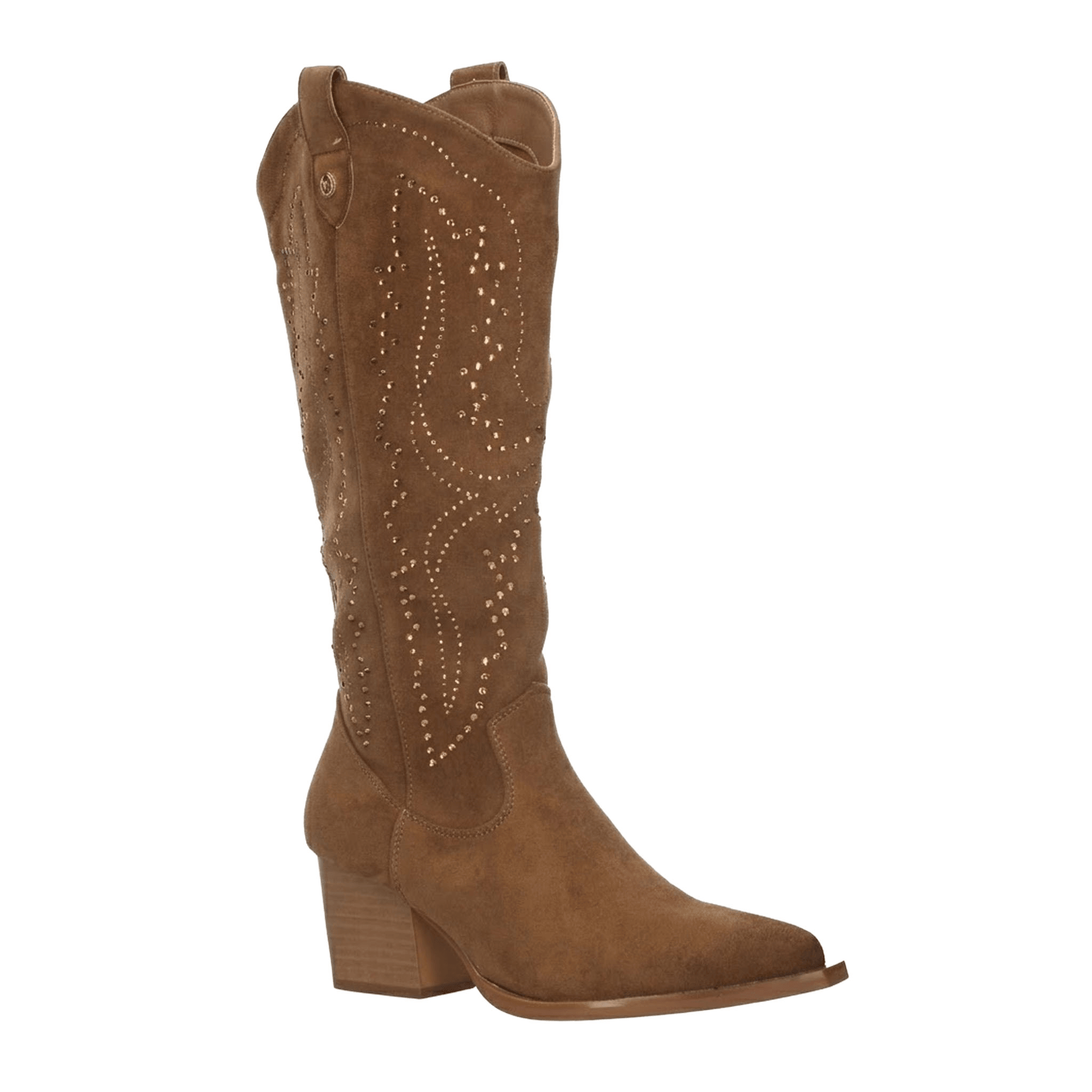 Bota Xti Dama Vaquera Casual Pedrería Larga Café Mujer — imagen 11