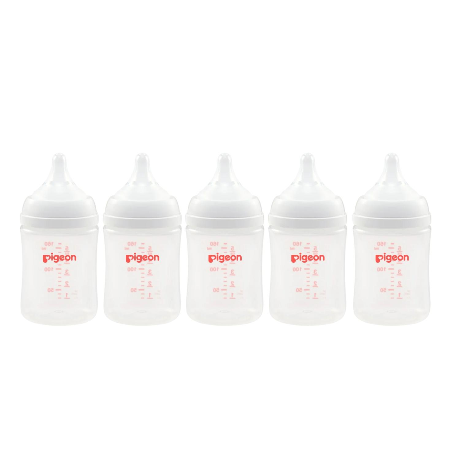 Pack 5 Biberones Pigeon Softouch 160ml/5oz Anticolicos 0m+ — imagen 1