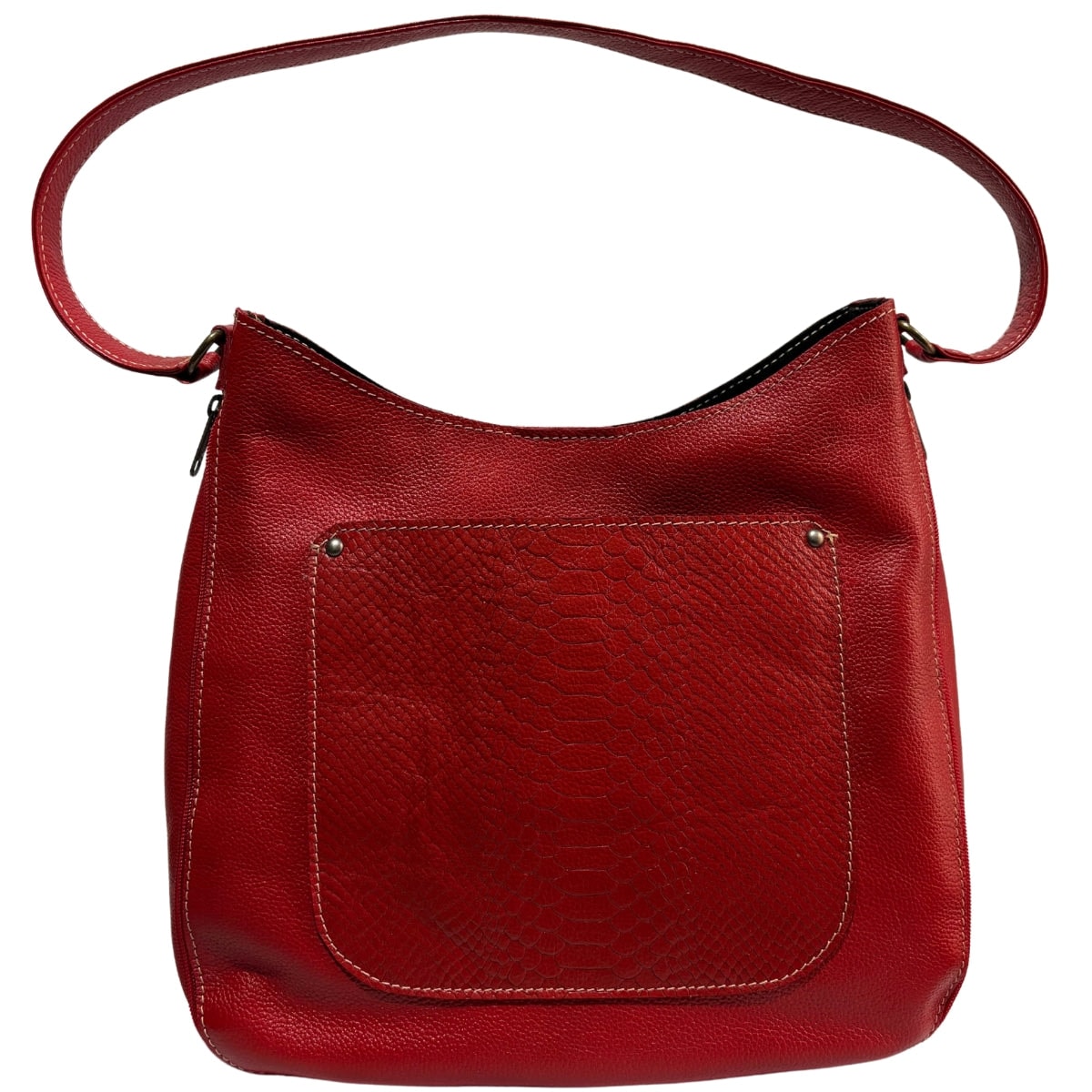 Bolsa De Hombro Negra Con Textura Tipo Exotico Cassandra — imagen 11
