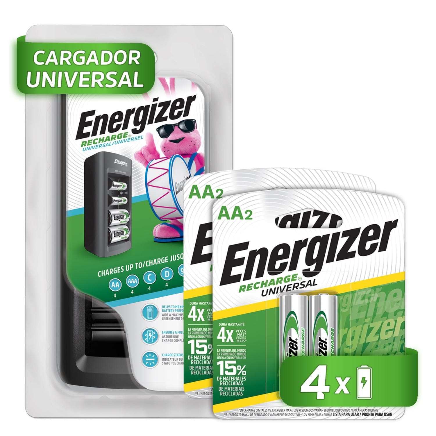 Cargador Universal Pilas Energizer + 4 Pilas Recargables Aa 1.2v — image 1