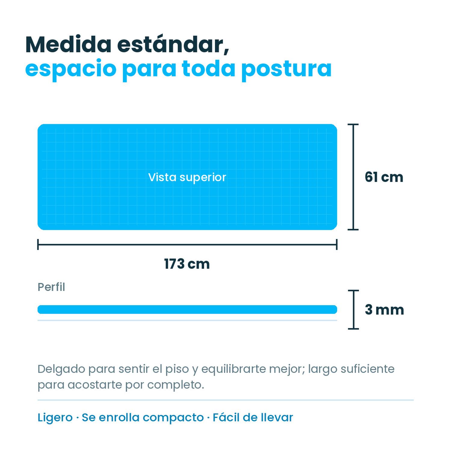 Tapete para Yoga Voit 173x61 cm 3 mm Antiderrapante Azul — imagen 3