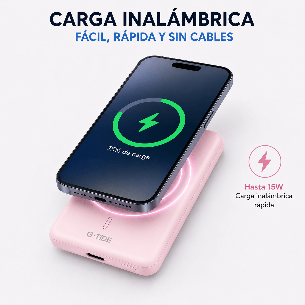 G-tide Slim01 Power bank Ultradelgada, 5000 mAh, carga rápida, carga inalámbrica — imagen 10