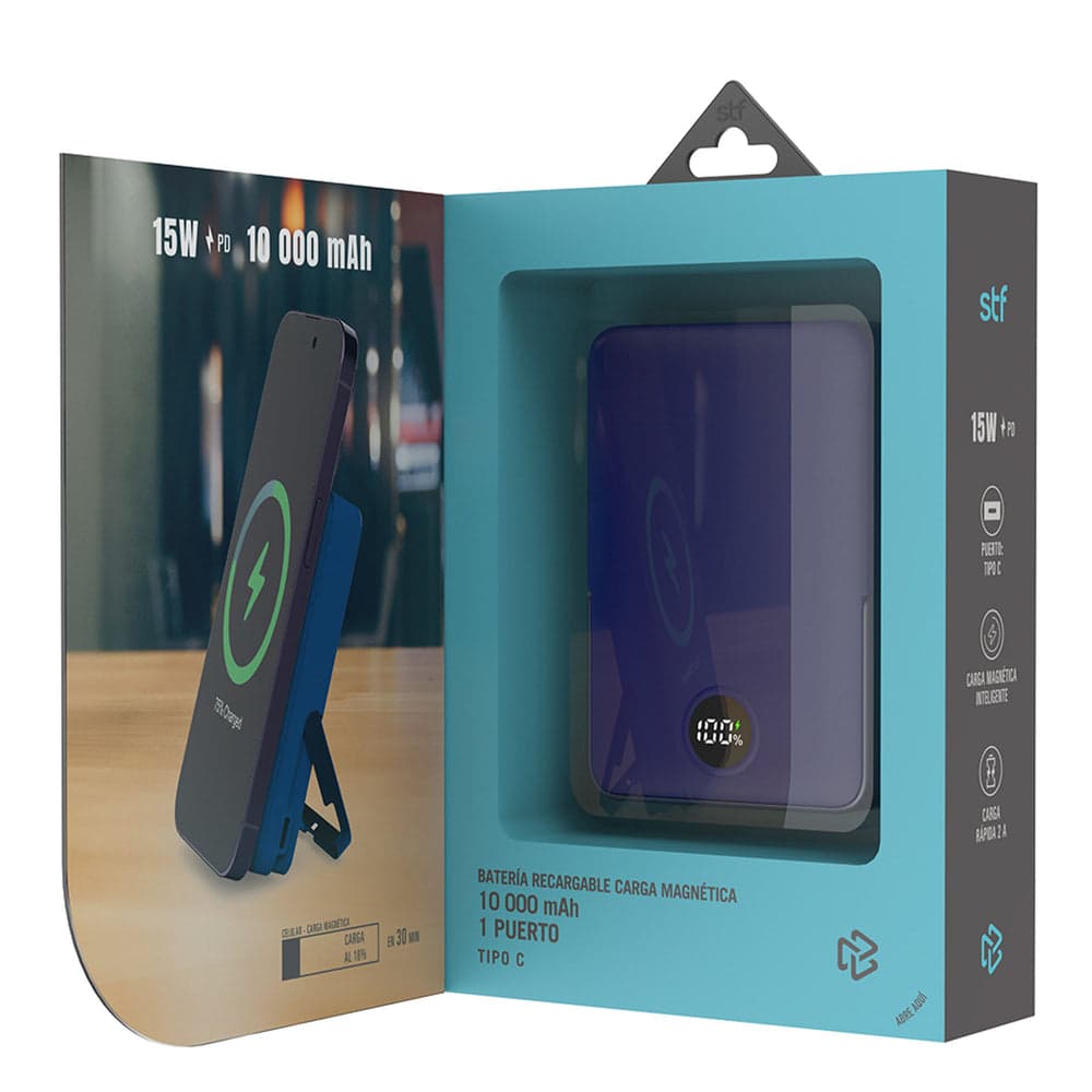 Batería Power Bank Portátil STF 10 000 mAh 20W Carga Magnética Azul — image 5