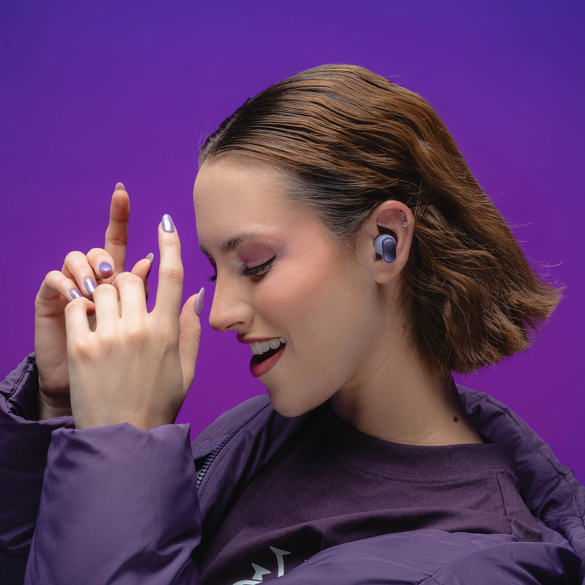 Audifonos Inalambricos Tws Cherry STF 36hrs Uso ENC Protección IPX4 Lila — imagen 8