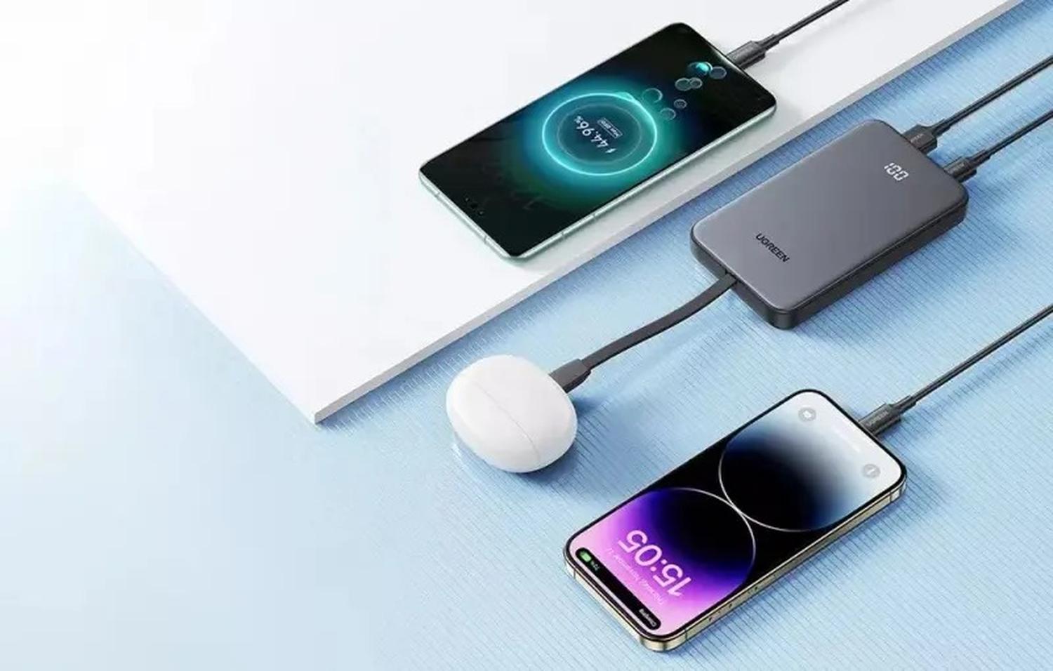 Powerbank 10000mAh Ugreen PB526 Carga Rápida 20W Con Cable USB-C Integrado Gris — imagen 6