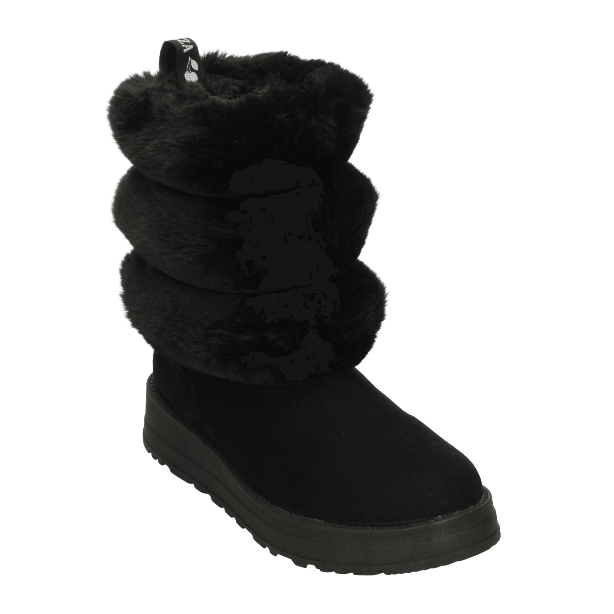 Bota Rojo Cereza Dama Invierno Casual Peluche Negro Mujer — imagen 13