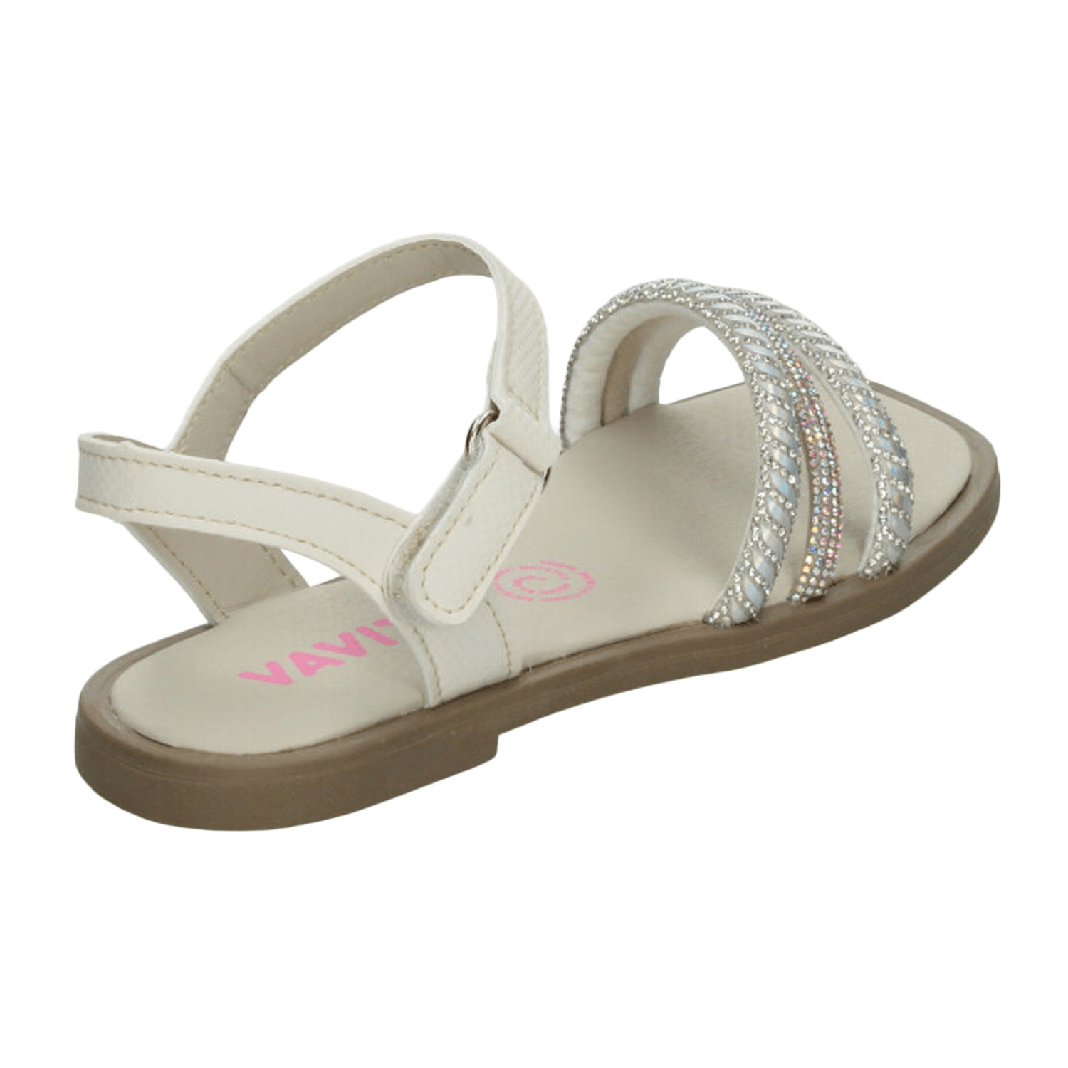 Sandalia Vavito Niña Brillos Cintas Adhesiva Casual Blanco Infantil T22-27 — imagen 3