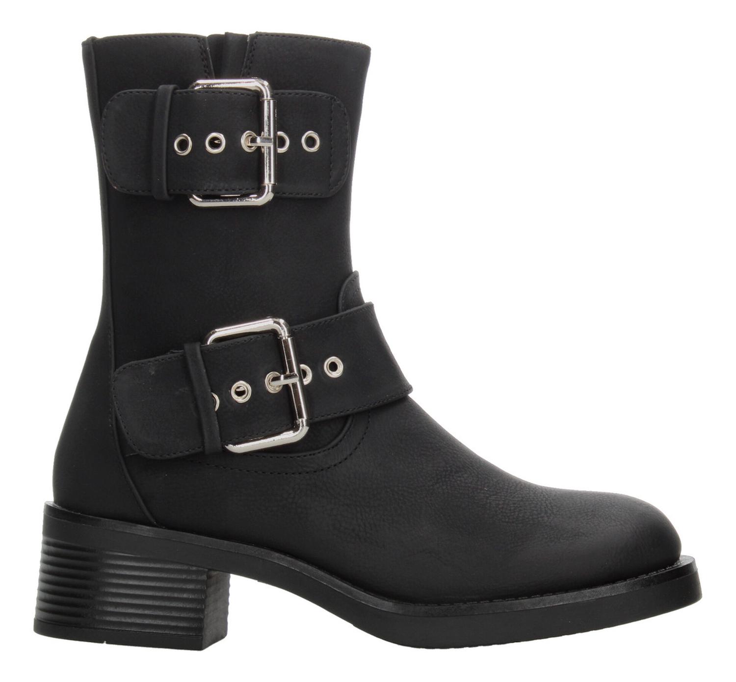 Botines Berlin Dama Doble Hebilla Tacón Negro Mujer — imagen 1
